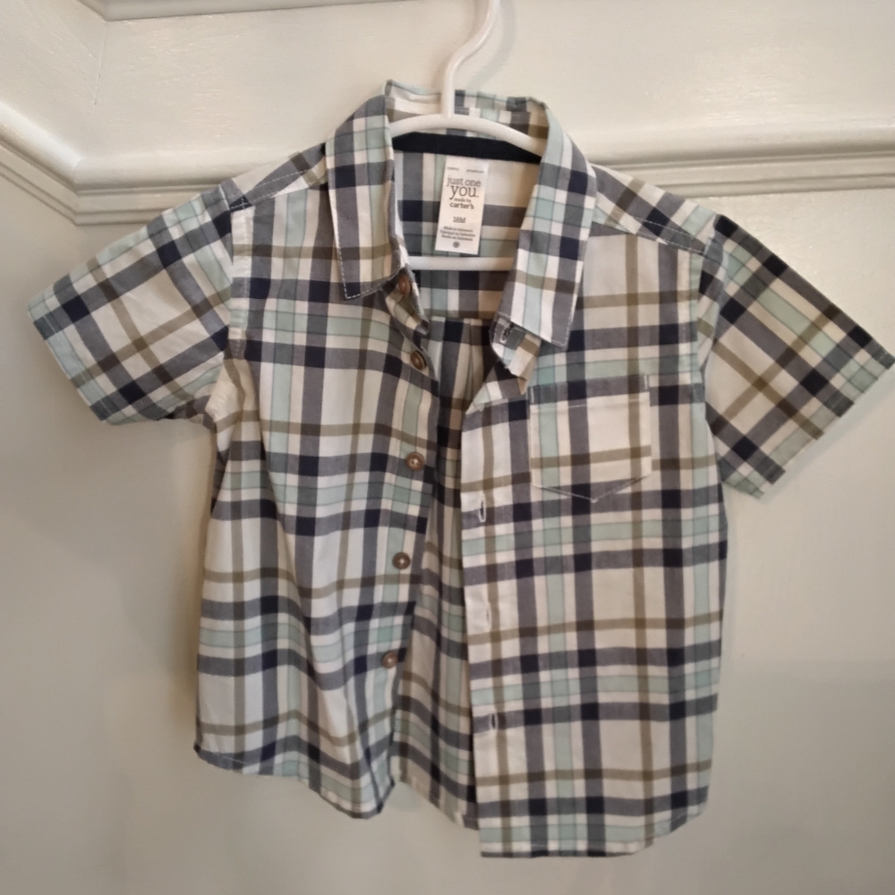Carter’s Just One You Boys’ 18M Plaid Button-Down Shirt